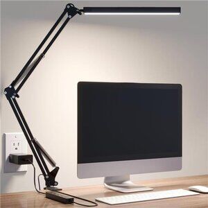 LED Desk Lamp for Home Office, Clamp-On with 5 Light Modes & Auto Shut Off